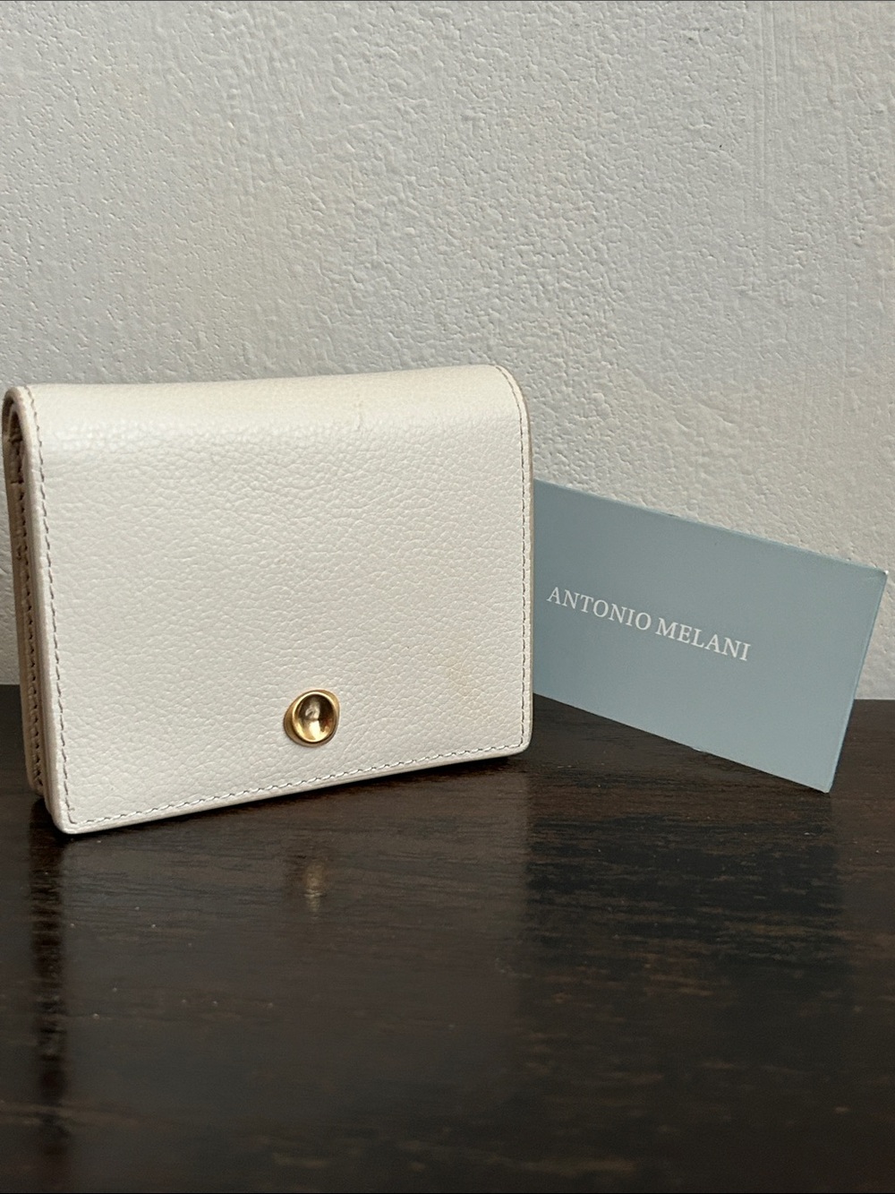 ANTONIO MELANI Marble color Leather Compact Wallet with Gold Snap